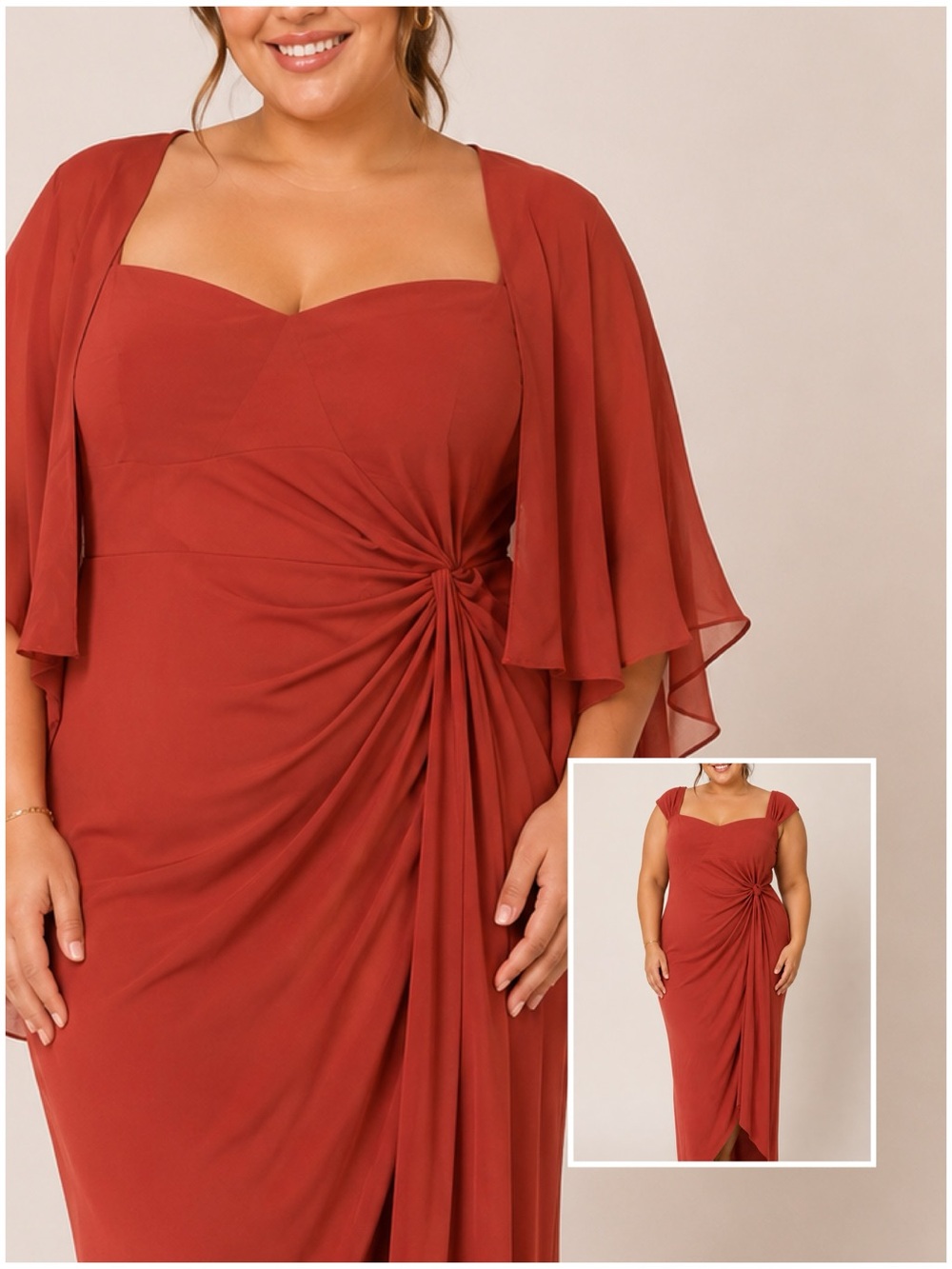 AZAZIE Formal Gown in Rust Terracotta Matching Shawl Evening Wedding Black Tie